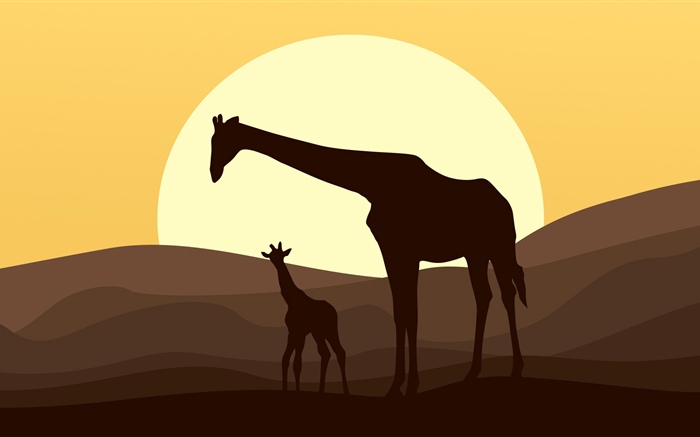 Vector, silhouette, giraffe Wallpapers Pictures Photos Images