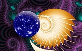 Abstract picture, ball, planet, forms