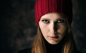 Blonde girl, red hat HD wallpaper