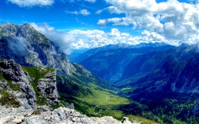 Mountains, valley, beautiful nature landscape HD wallpaper