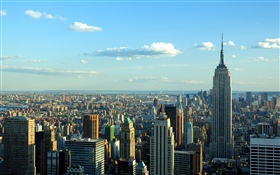 New York, city, skyscrapers, sky, clouds, USA