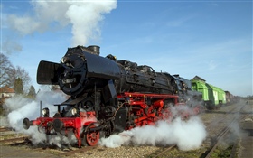 Old train, smoke, steam HD wallpaper