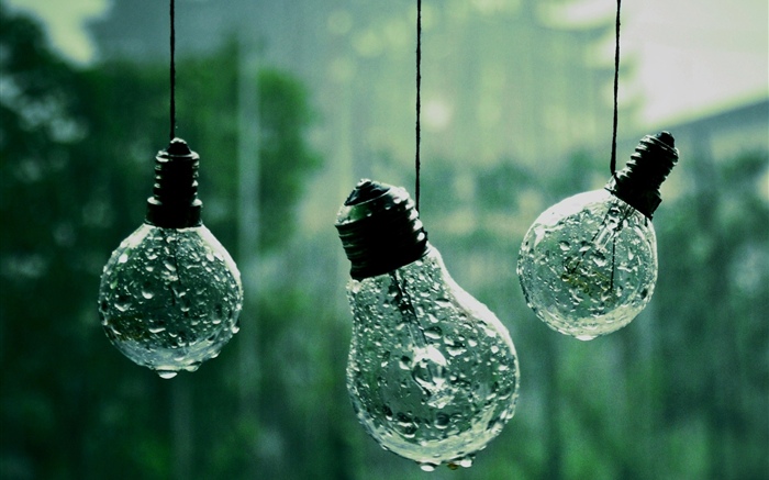 Some light bulbs, water droplets Wallpapers Pictures Photos Images
