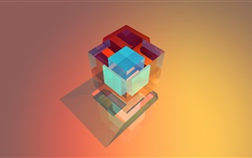 3D cube, abstraction HD wallpaper
