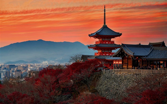 Japan, Kyoto, temple, autumn, dusk Wallpapers Pictures Photos Images