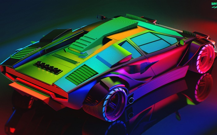 Lamborghini, Neon, colorful design Wallpapers Pictures Photos Images