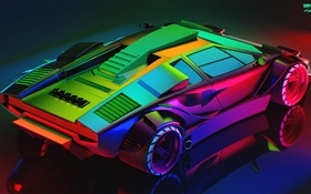 Lamborghini, Neon, colorful design HD wallpaper