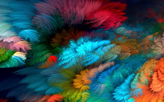 Rainbow feathers, colorful, abstract Wallpapers Pictures Photos Images