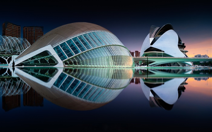 Spain, Valencia, buildings, water reflection Wallpapers Pictures Photos Images
