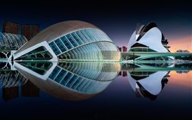 Spain, Valencia, buildings, water reflection HD wallpaper