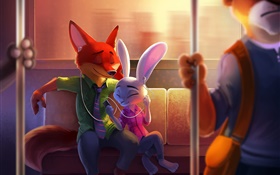Fox and rabbit, friends, cartoon movie, Zootopia